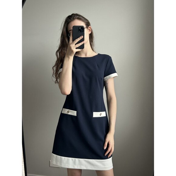 Tommy Hilfiger Navy Dress Size 6 – Classic Sleeveless Fit Flattering Chic Everyd - Picture 1 of 7